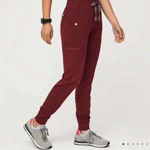 Figs Burgundy High Waisted Zamora Jogger Scrub Pants